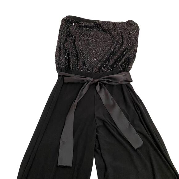 B Darlin Y2K Black Strapless Sequin Top Jumpsuit, Juniors Size 9/10 - Picture 4 of 11